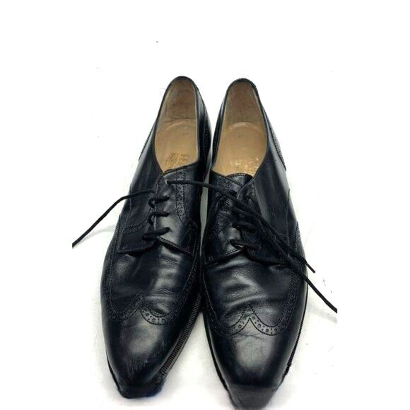 Salvatore Ferragamo Black Leather Wingtip Dress Shoes Made In Italy Size 11 main image 6